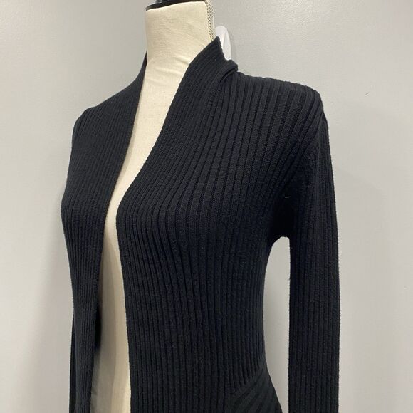 Cabi M Black Sweetheart Open Waterfall Cardigan Long Rib Knit Sweater Witchy - Picture 16 of 16